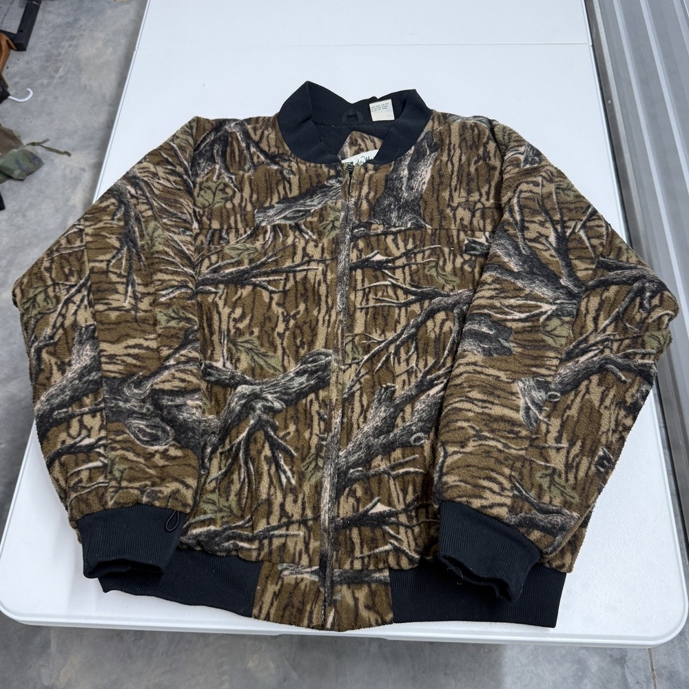 Gander Mountain Fleece Bomber Jacket Mens XL Brown Excellent Camo Sympatex